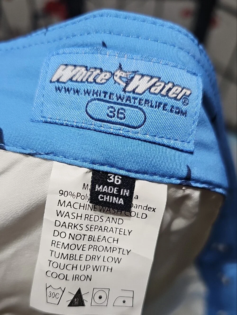 White Water Swim Board Shorts with Blue Trim Size 36 New